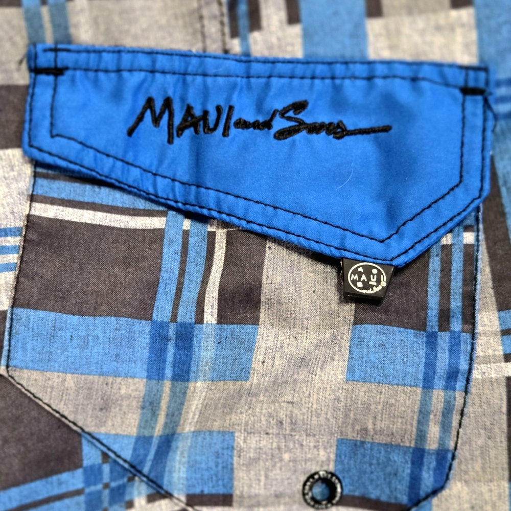 Blue and Gray Plaid Shorts - Picture 3 of 8